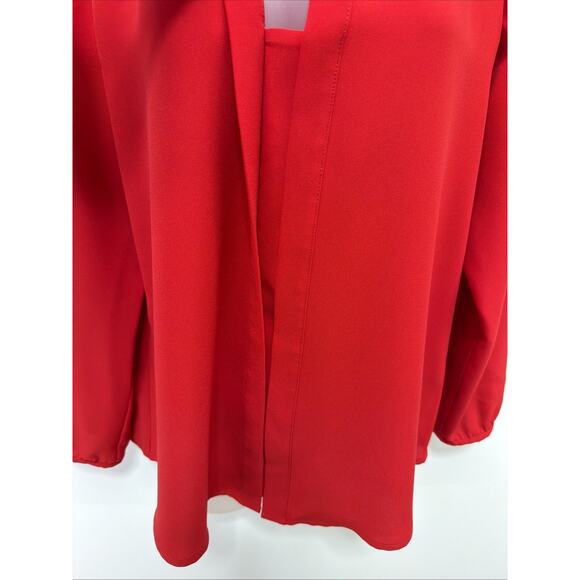 LAUREN RALPH LAUREN red polyester blouse long sleeve size L - Picture 6 of 8